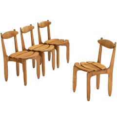 Guillerme & Chambron Set of Four 'Thierry' Dining Chairs in Oak