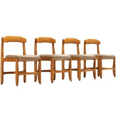 Guillerme & Chambron Set of Four 'Véronique' Dining Chairs in Solid Oak