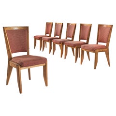 Guillerme & Chambron Set of Six Dining Chairs in Oak
