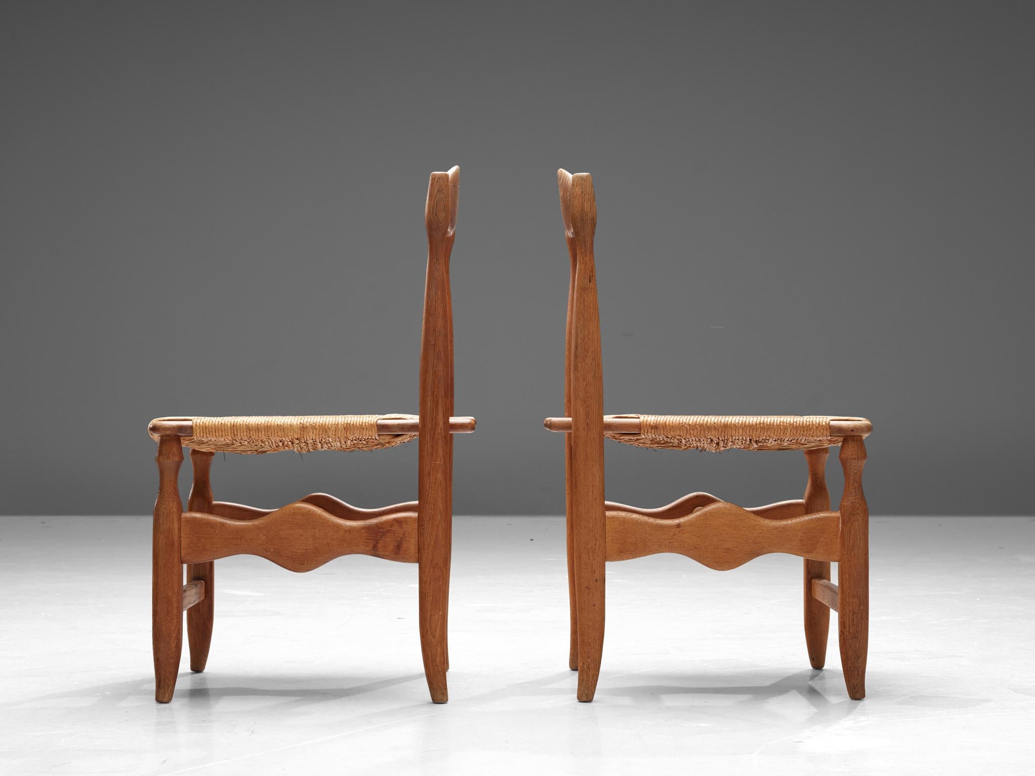 Guillerme & Chambron Set of Six Dining Chairs Model 'Charlotte' in Oak and Cane 2