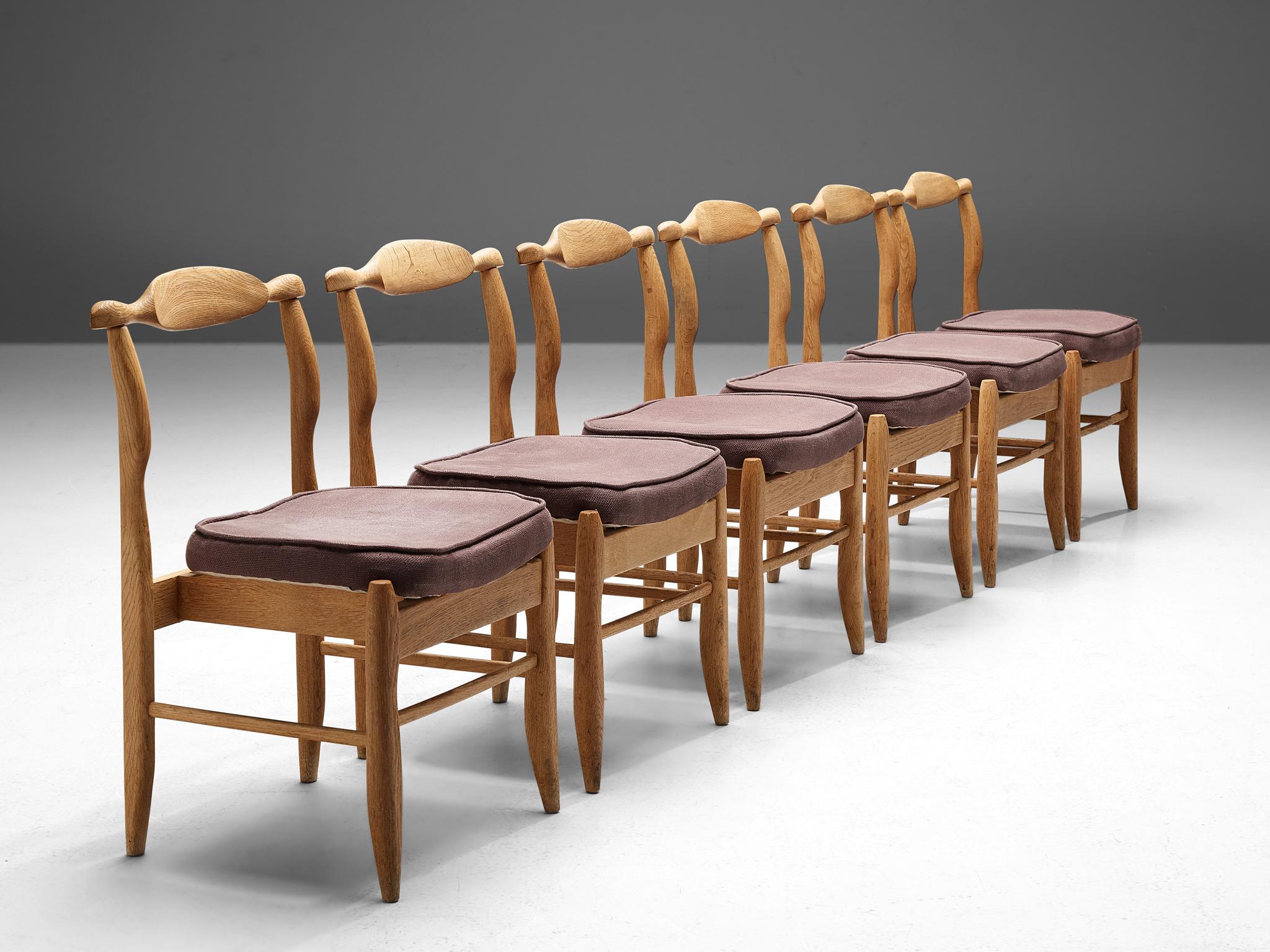 Mid-20th Century Guillerme & Chambron Set of Six 'Fumay' Dining Chairs