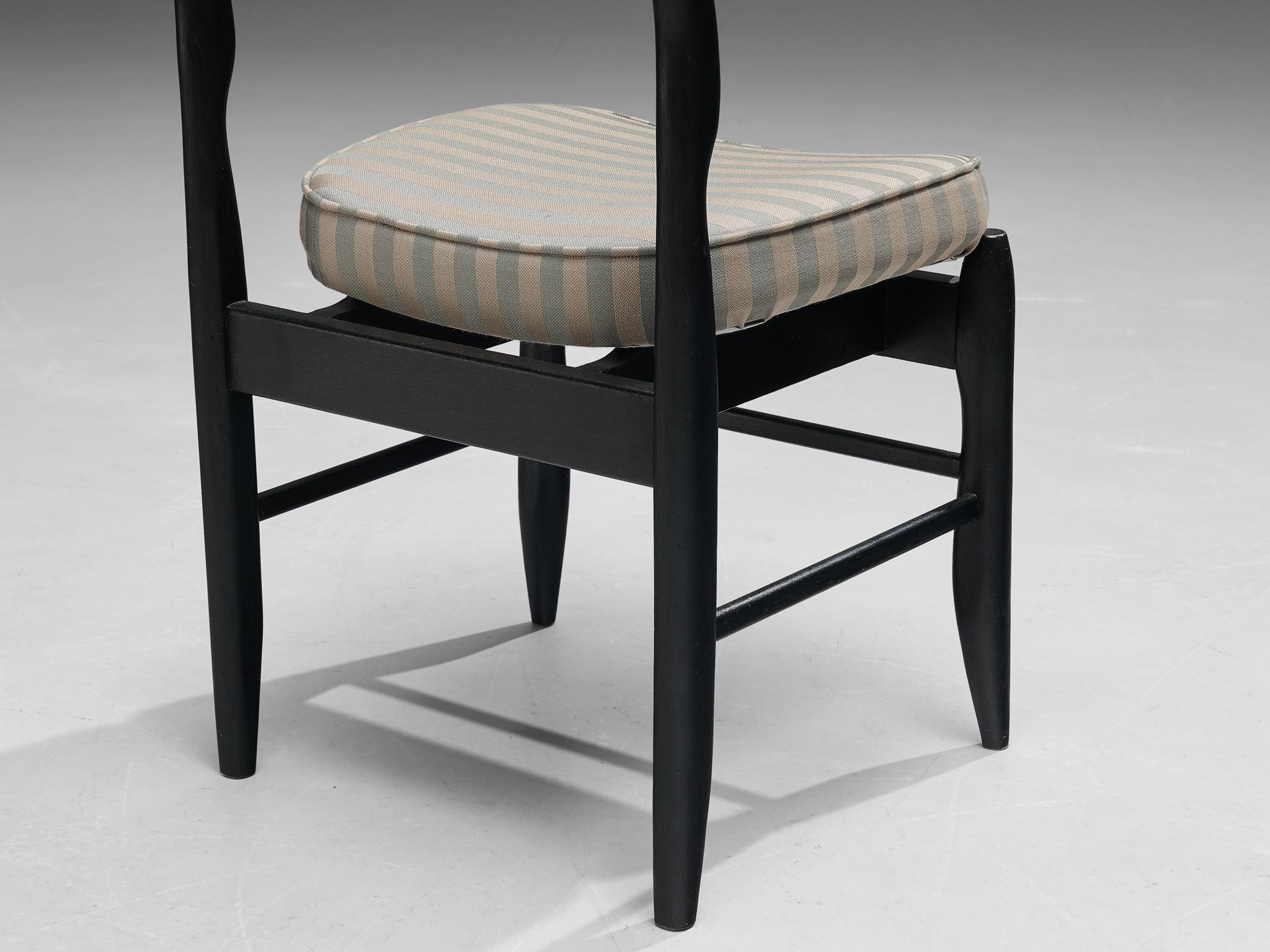 Guillerme & Chambron Set of Six 'Fumay' Dining Chairs in Black Stained Oak  4