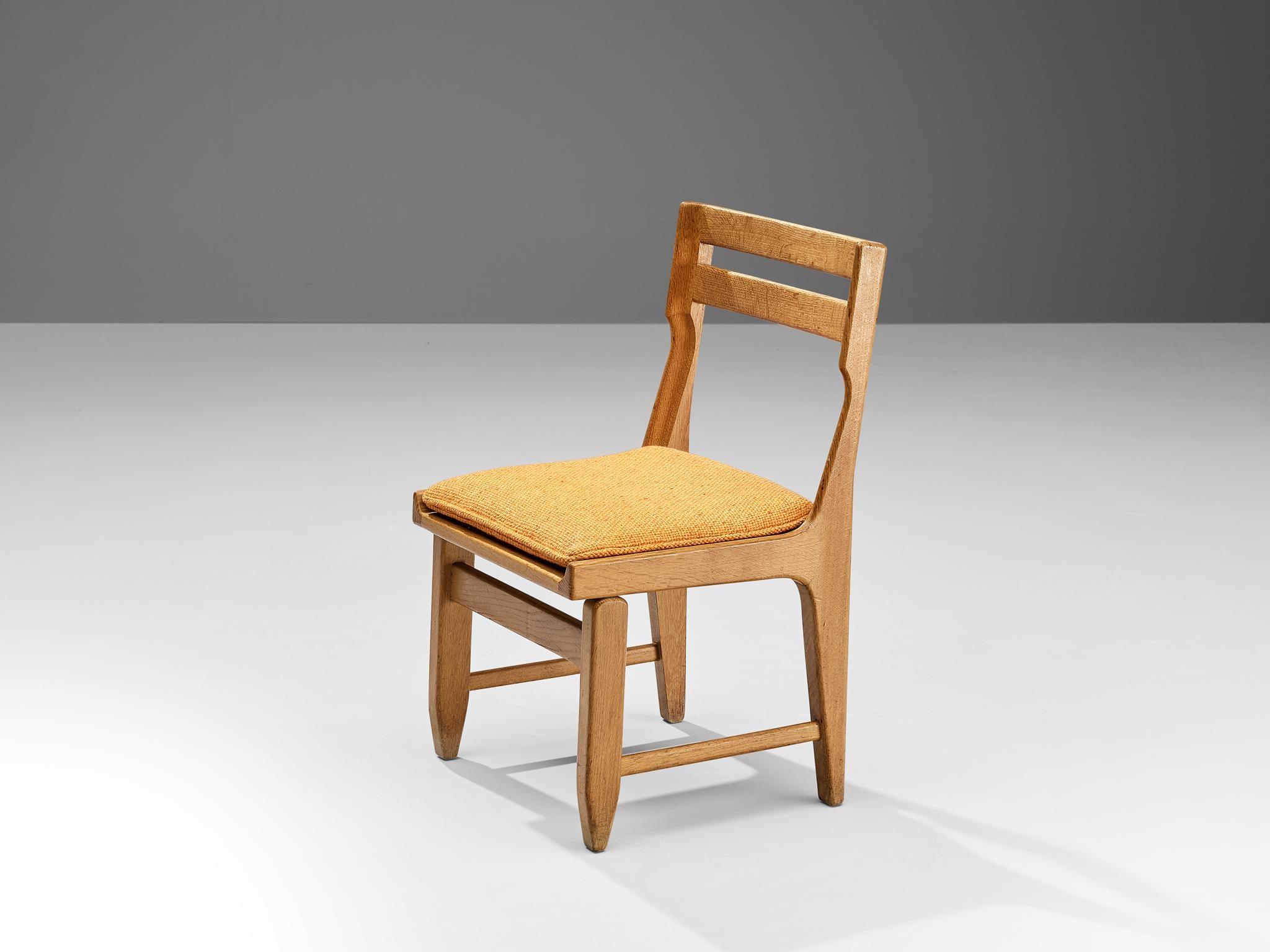 French Guillerme & Chambron Set of Six 'Raphaël' Dining Chairs in Oak For Sale