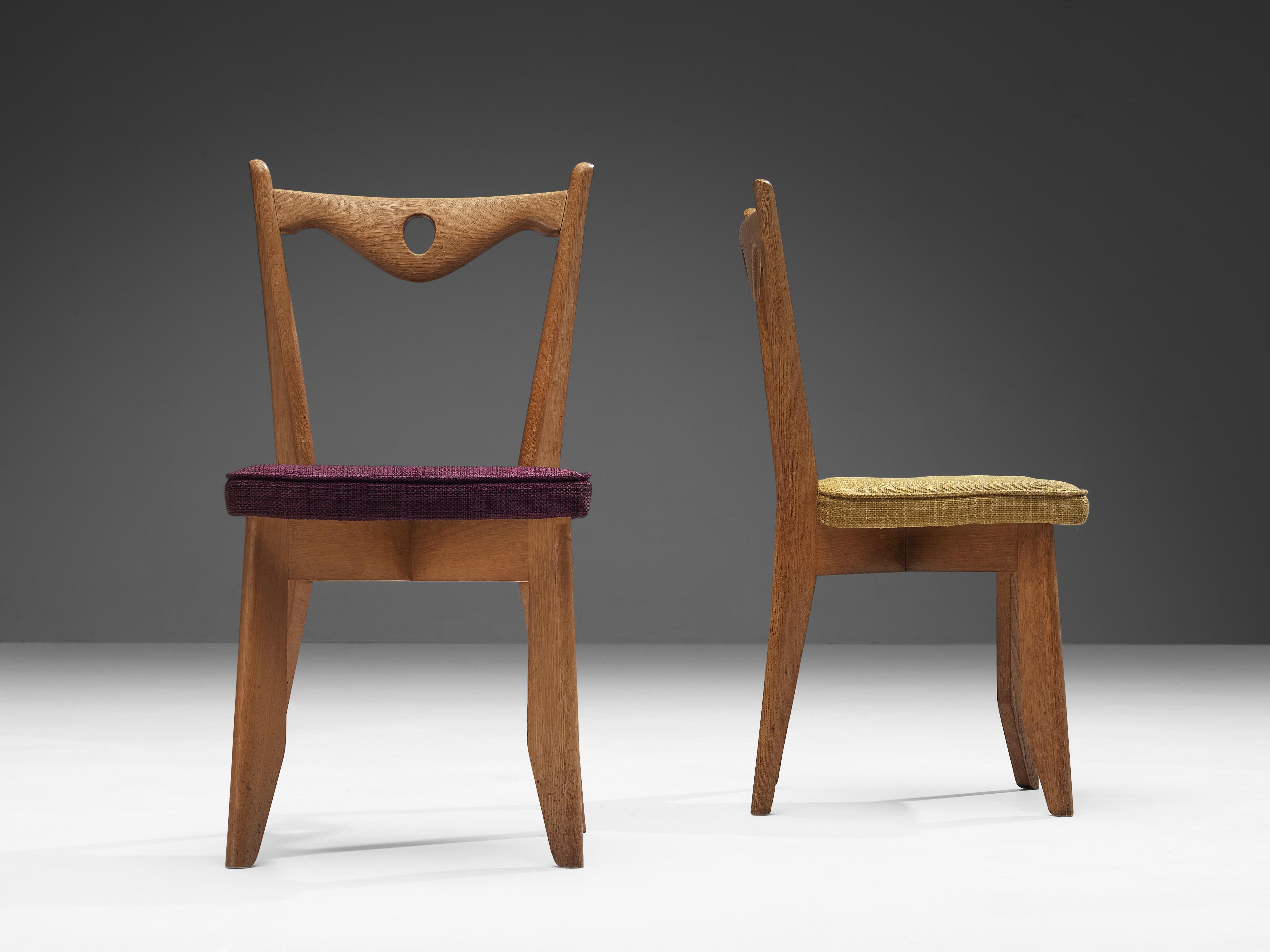 Mid-20th Century Guillerme & Chambron Set of Six 'Thibault' Chairs in Oak