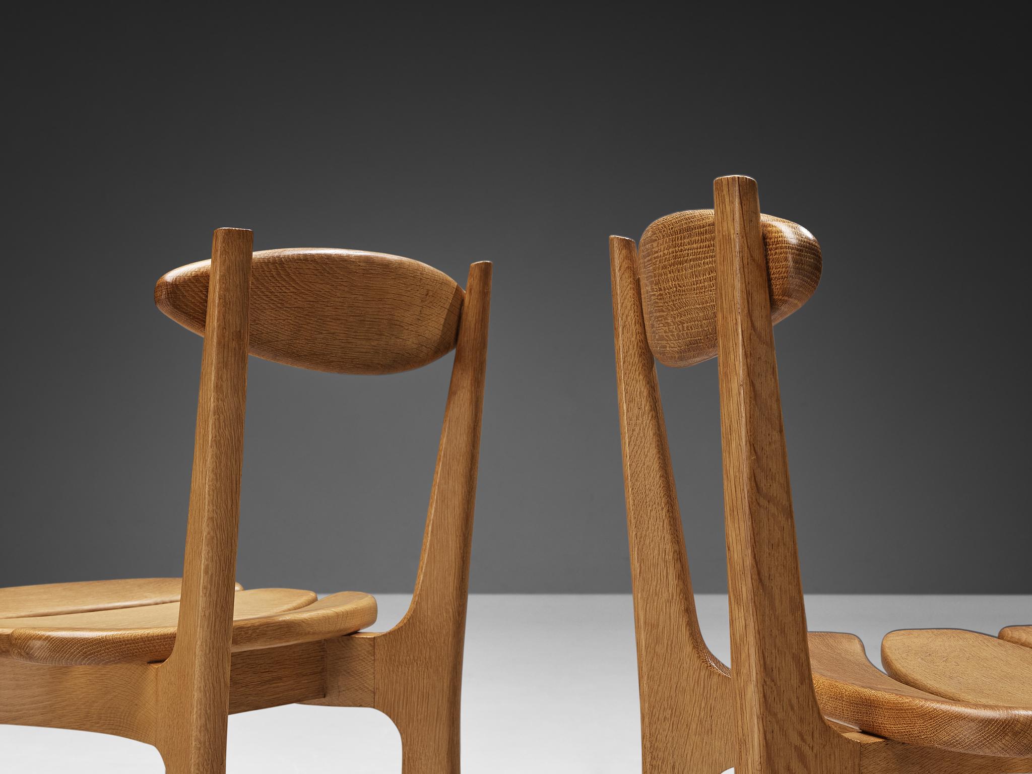Mid-20th Century Guillerme & Chambron Set of Sixteen Dining Chairs in Solid Oak