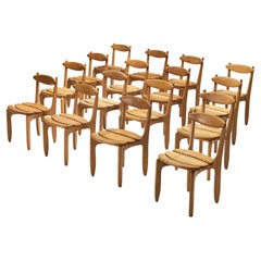 Guillerme & Chambron Set of Sixteen Dining Chairs in Solid Oak