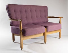 Guillerme & Chambron Settee aus Eiche, Frankreich, ca. 1960er Jahre