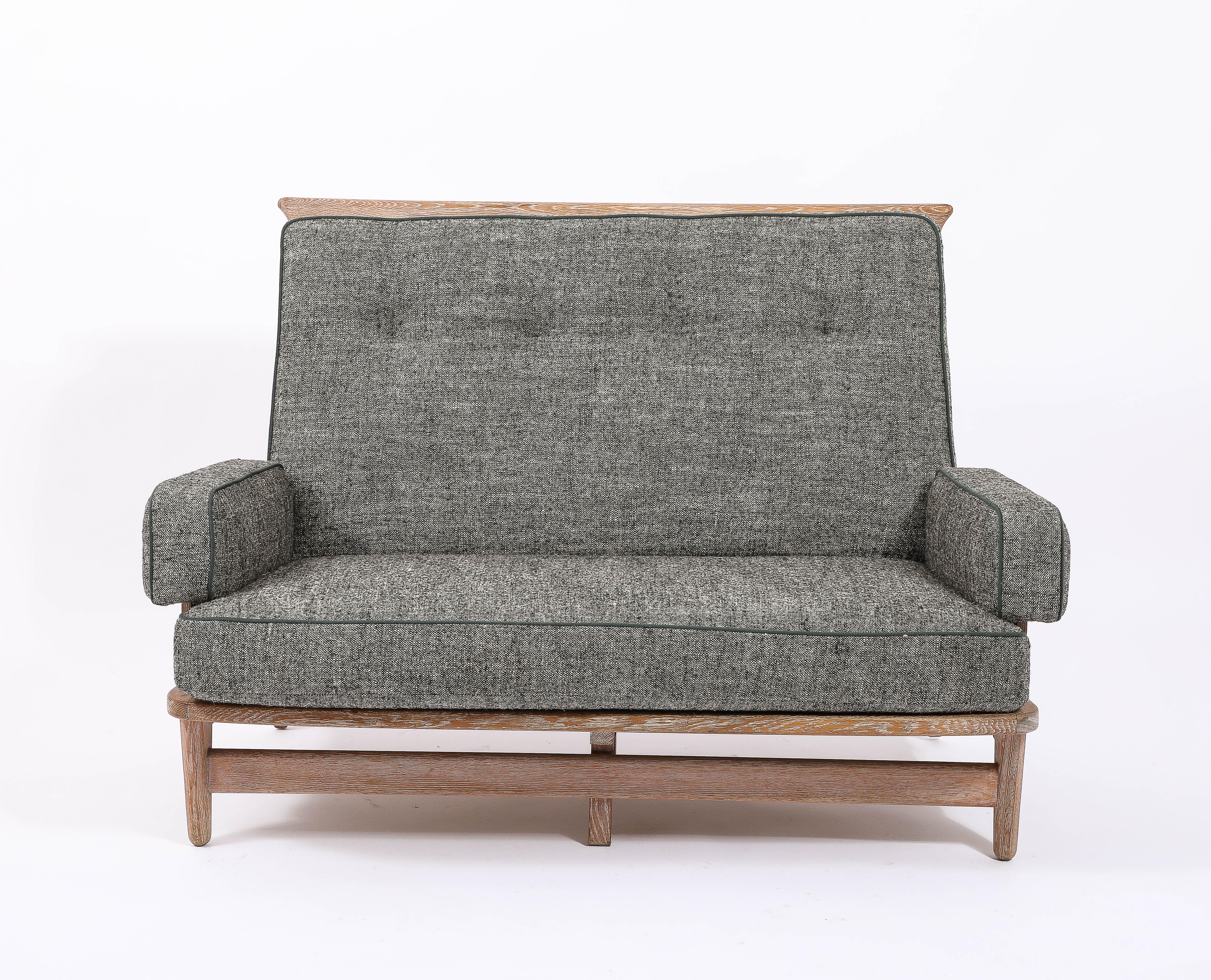 Guillerme & Chambron Settees in Oak, France 1960's For Sale 3