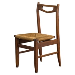 Guillerme & Chambron, Side Chair, Oak, Rush, France, 1960s