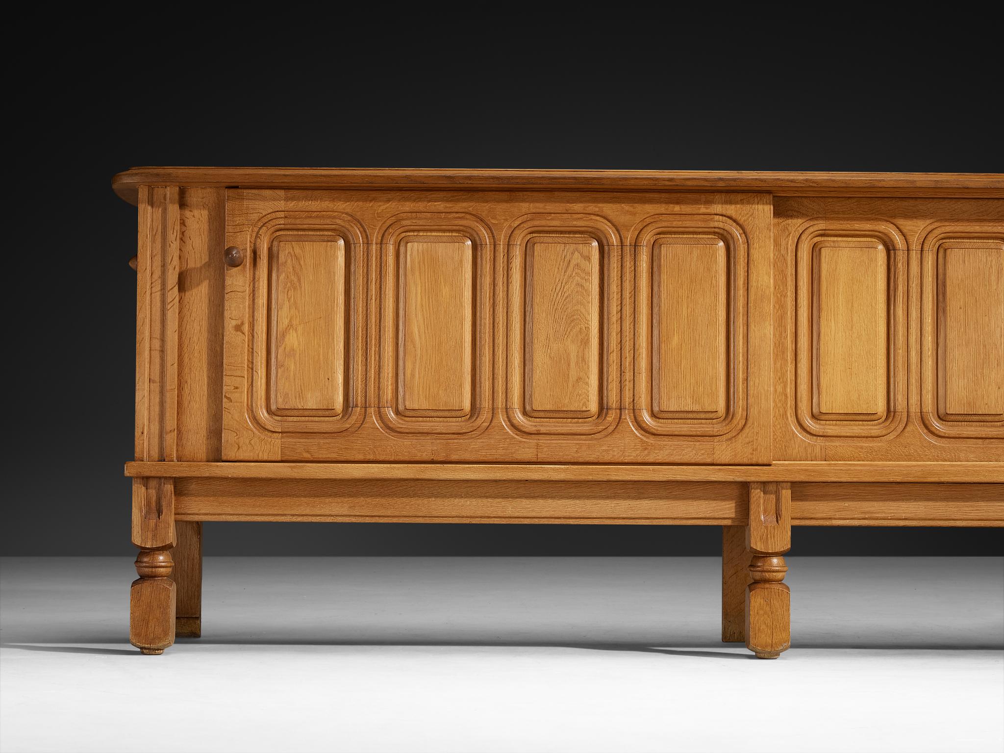 Guillerme & Chambron Sideboard in Oak and Brass For Sale 4