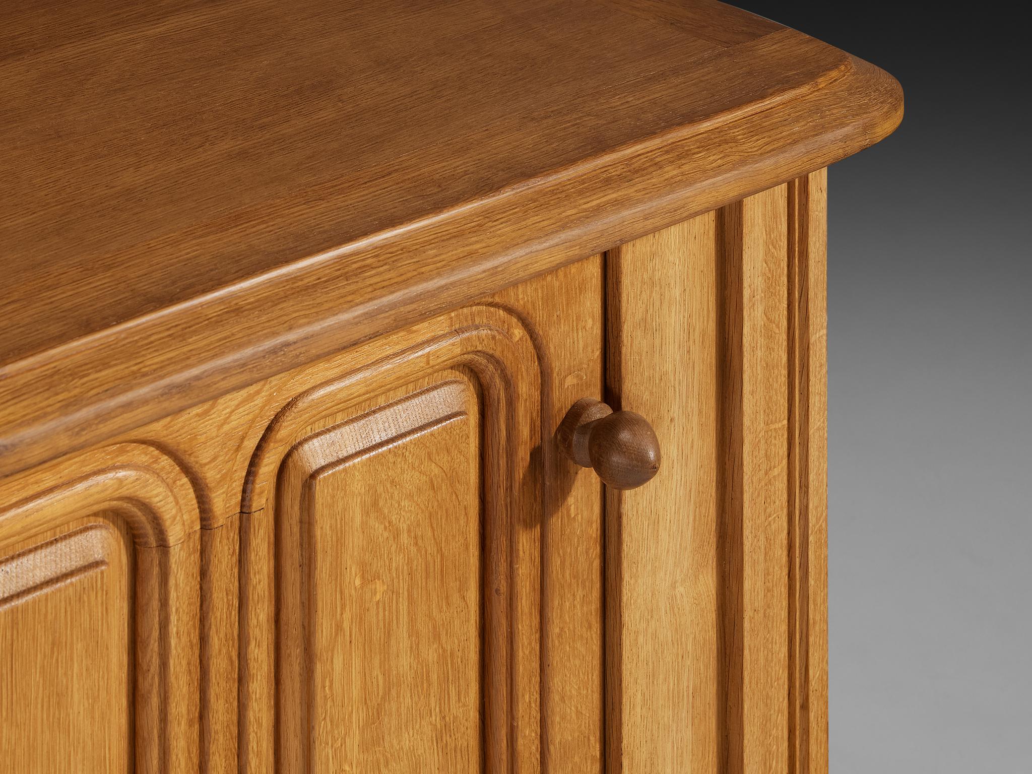 French Guillerme & Chambron Sideboard in Oak and Brass For Sale