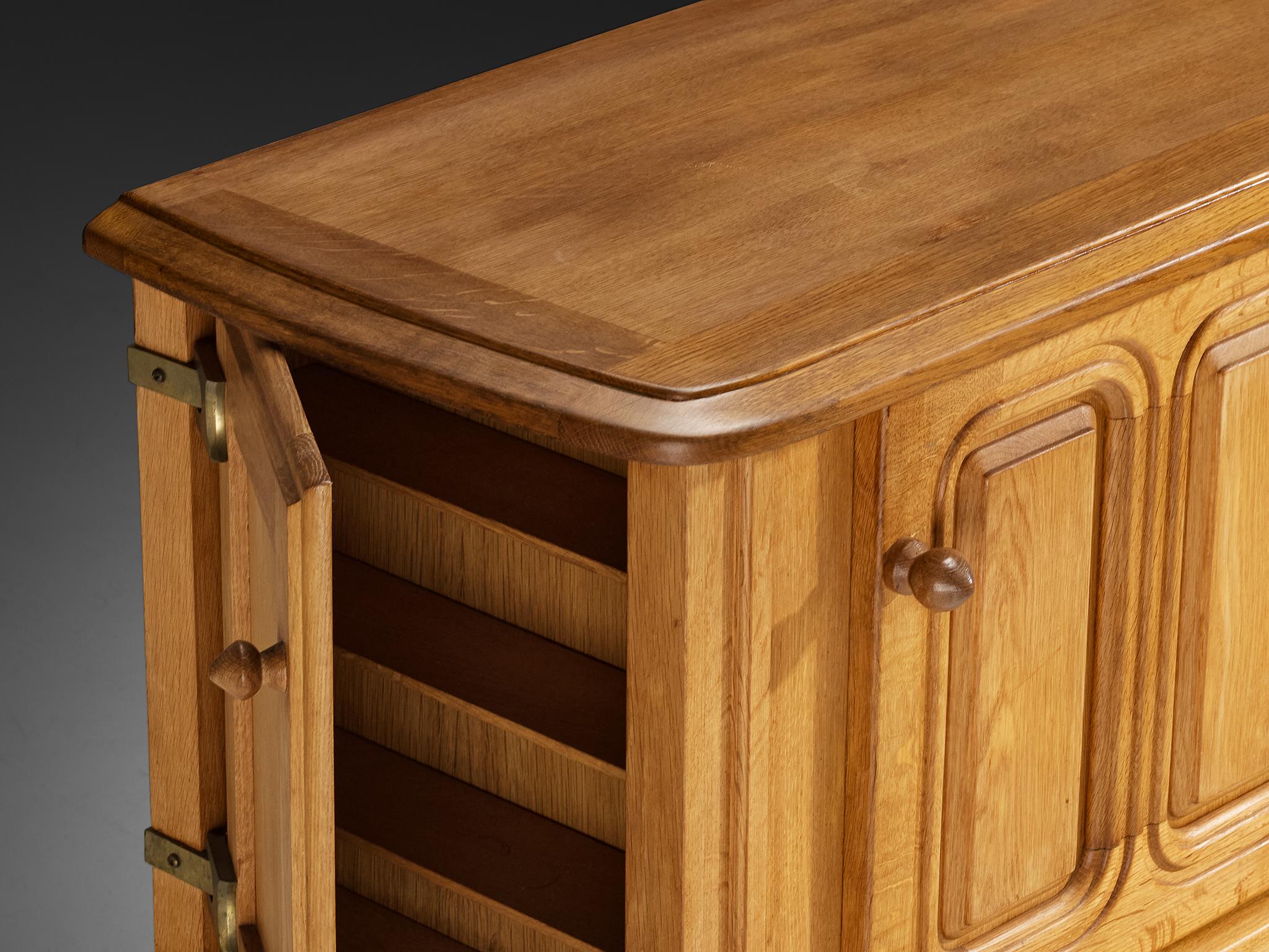 Guillerme & Chambron Sideboard in Oak and Brass For Sale 3