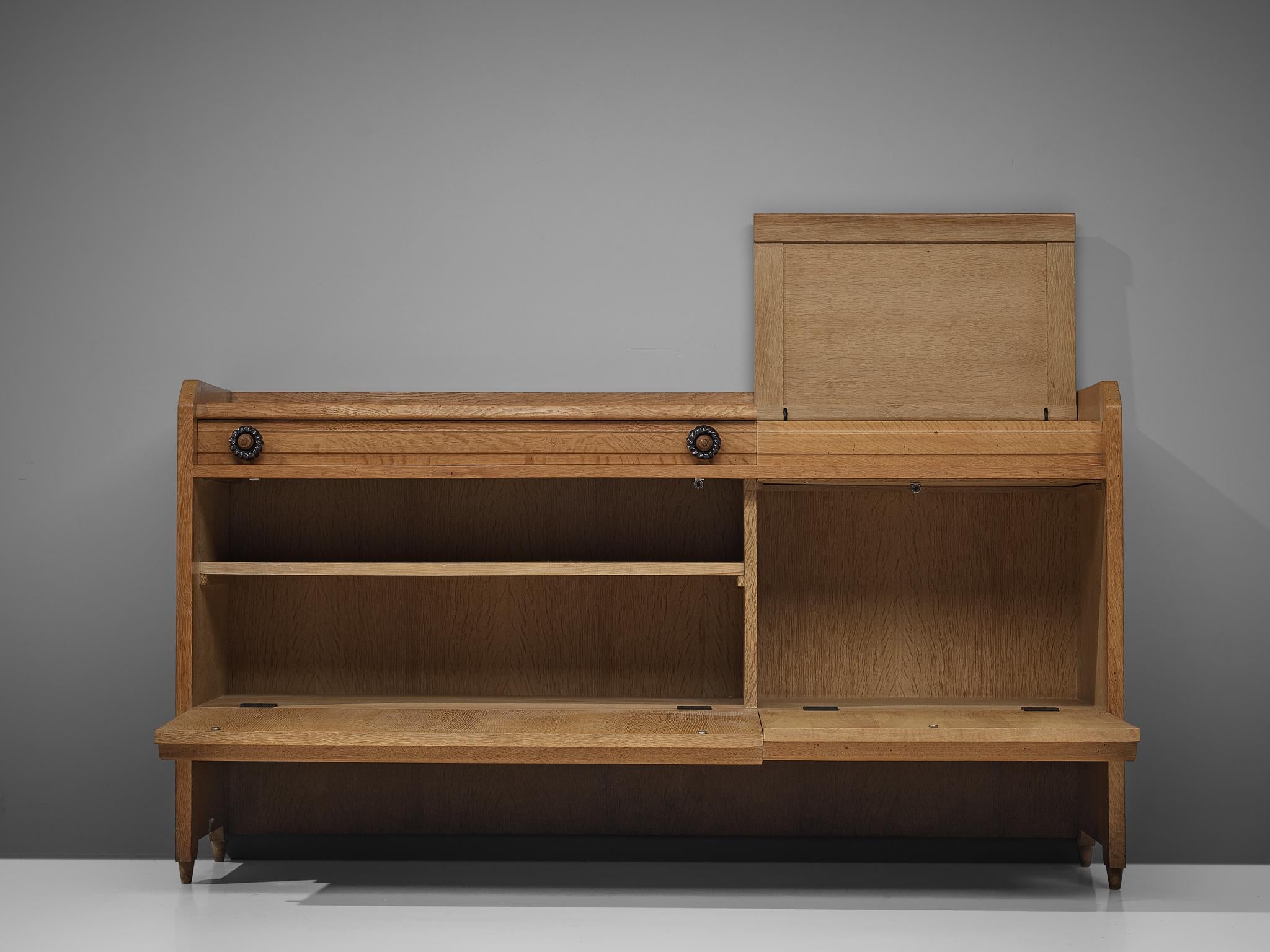 Guillerme & Chambron Sideboard in Oak and Ceramic In Good Condition In Waalwijk, NL