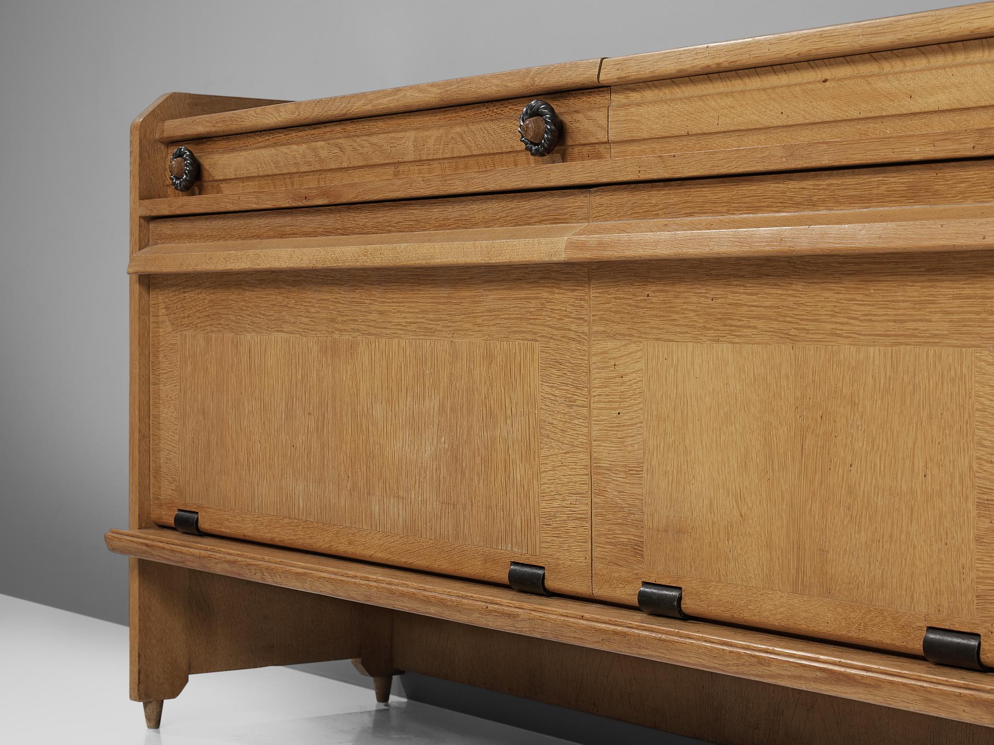 20th Century Guillerme & Chambron Sideboard in Oak and Ceramic