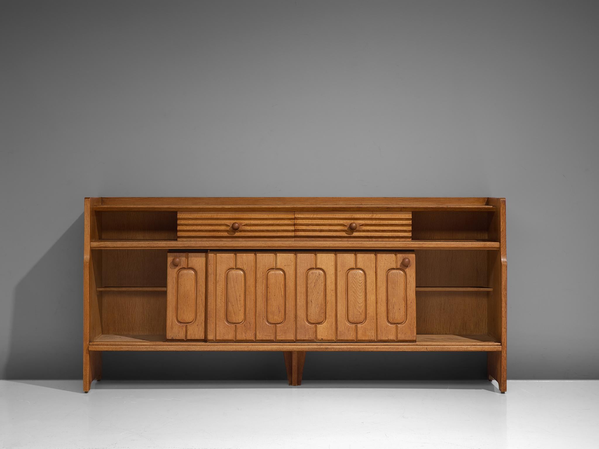 Mid-20th Century Guillerme & Chambron Sideboard in Oak and Ceramic
