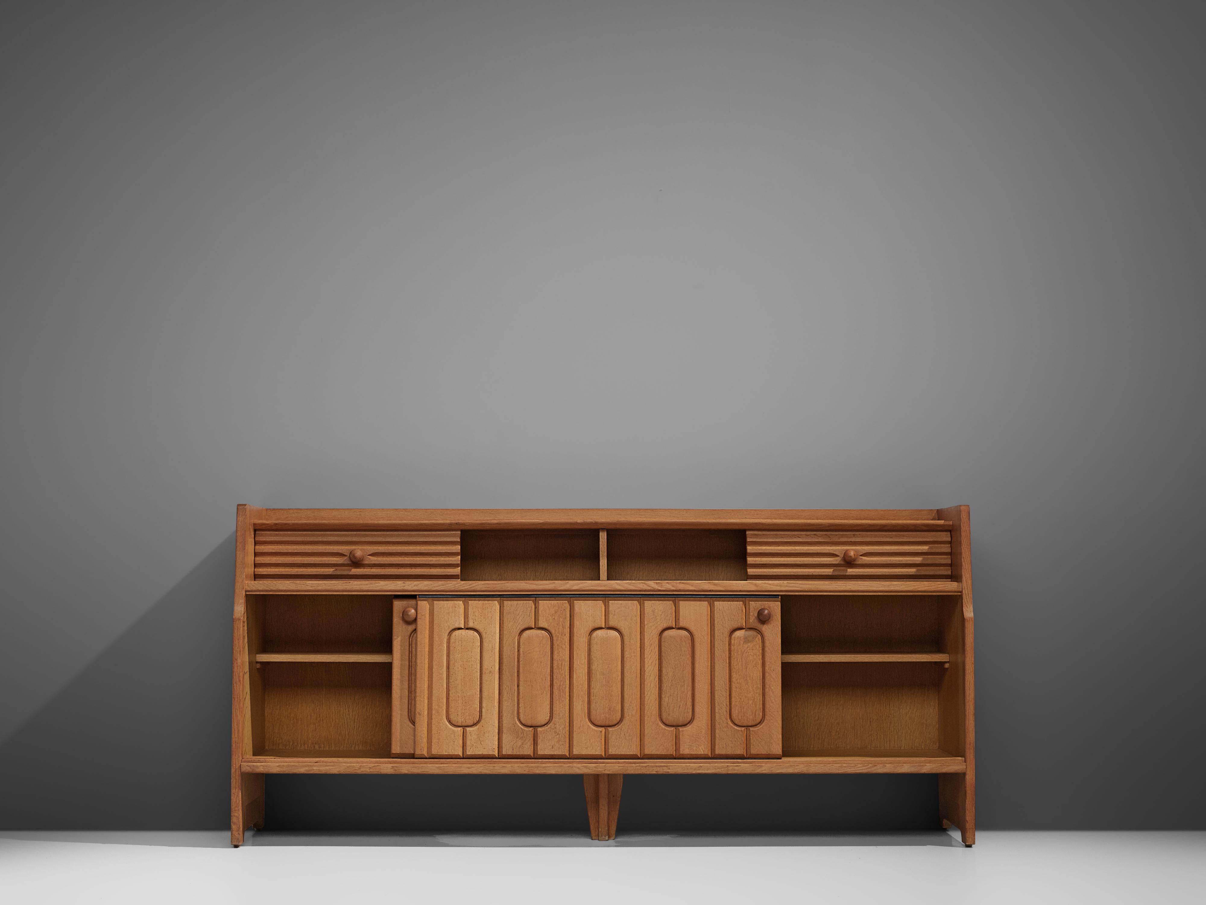 Guillerme & Chambron Sideboard in Oak and Ceramic Tiles 1