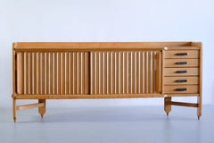Guillerme & Chambron Sideboard in Oak and Ceramic, Votre Maison, France, 1960s