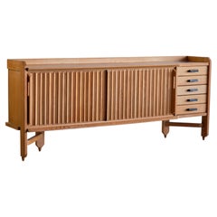 Guillerme & Chambron Sideboard in Oak and Ceramic, Votre Maison, France, 1960s