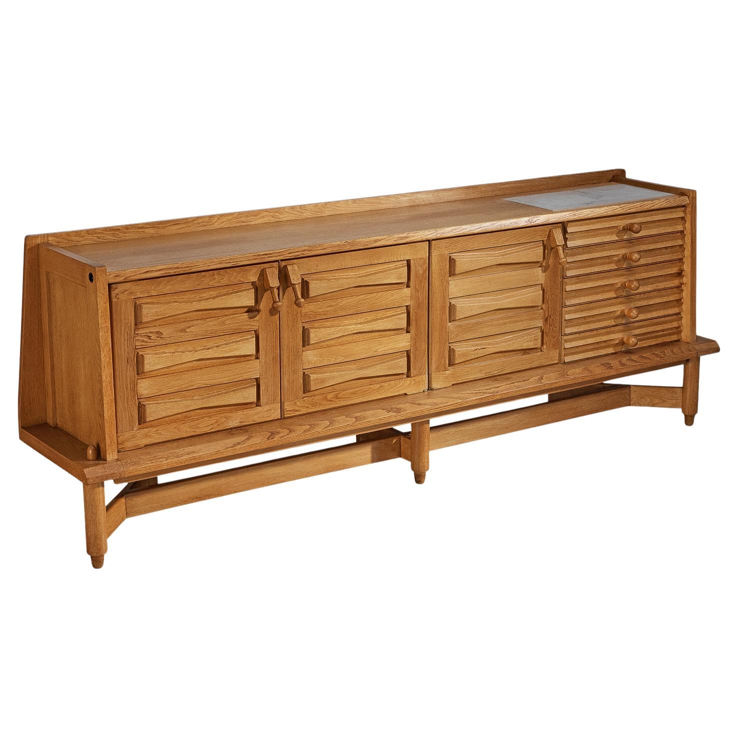 Guillerme & Chambron Sideboard in Oak and Marble