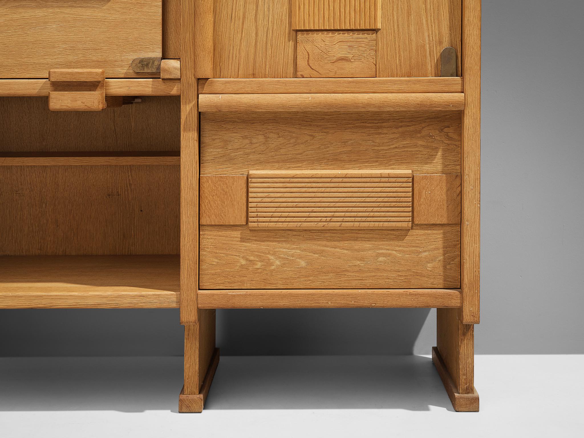 Mid-20th Century Guillerme & Chambron Sideboard in Oak  For Sale