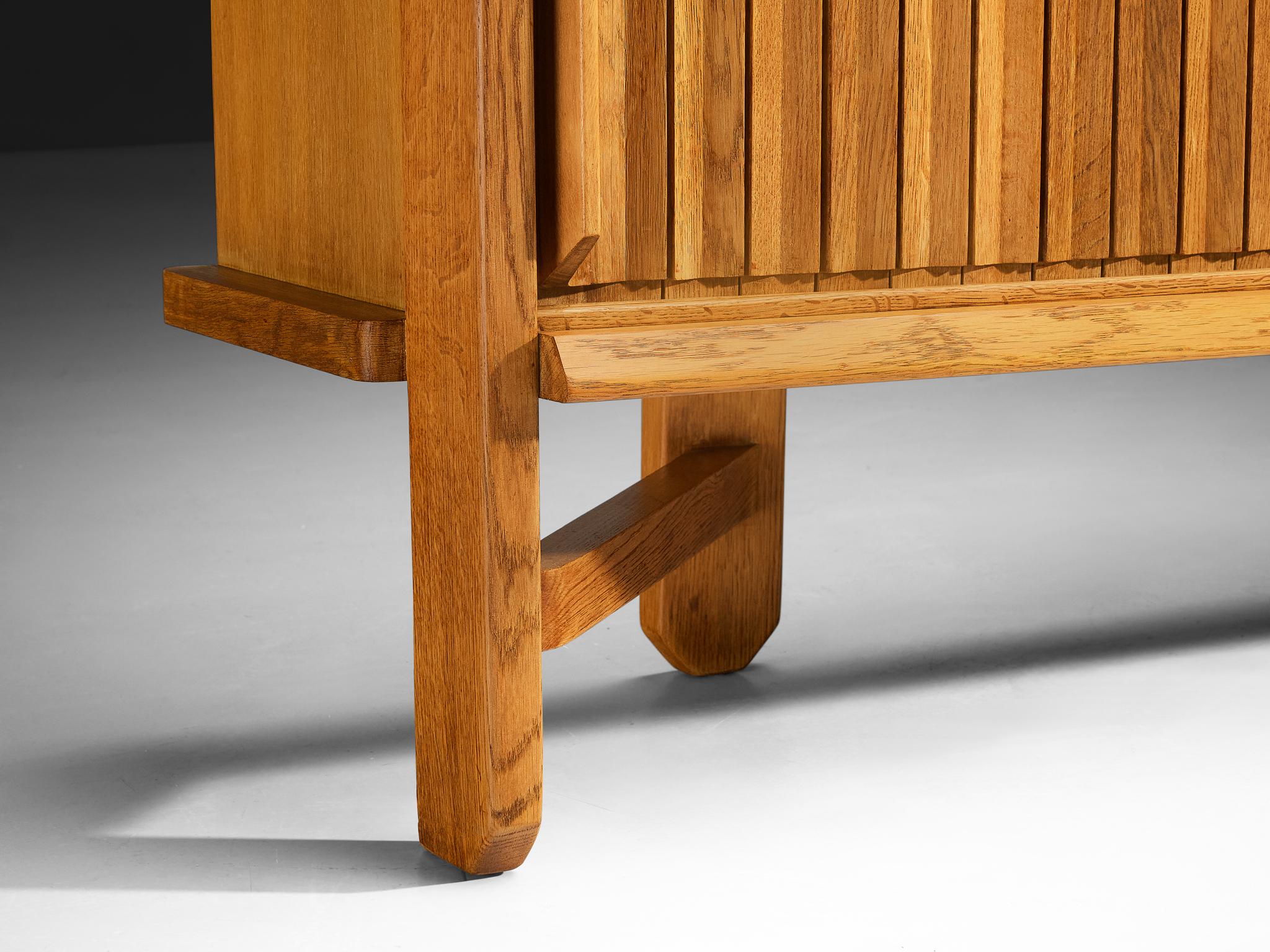 Guillerme & Chambron Sideboard in Solid Oak and Ceramic For Sale 2