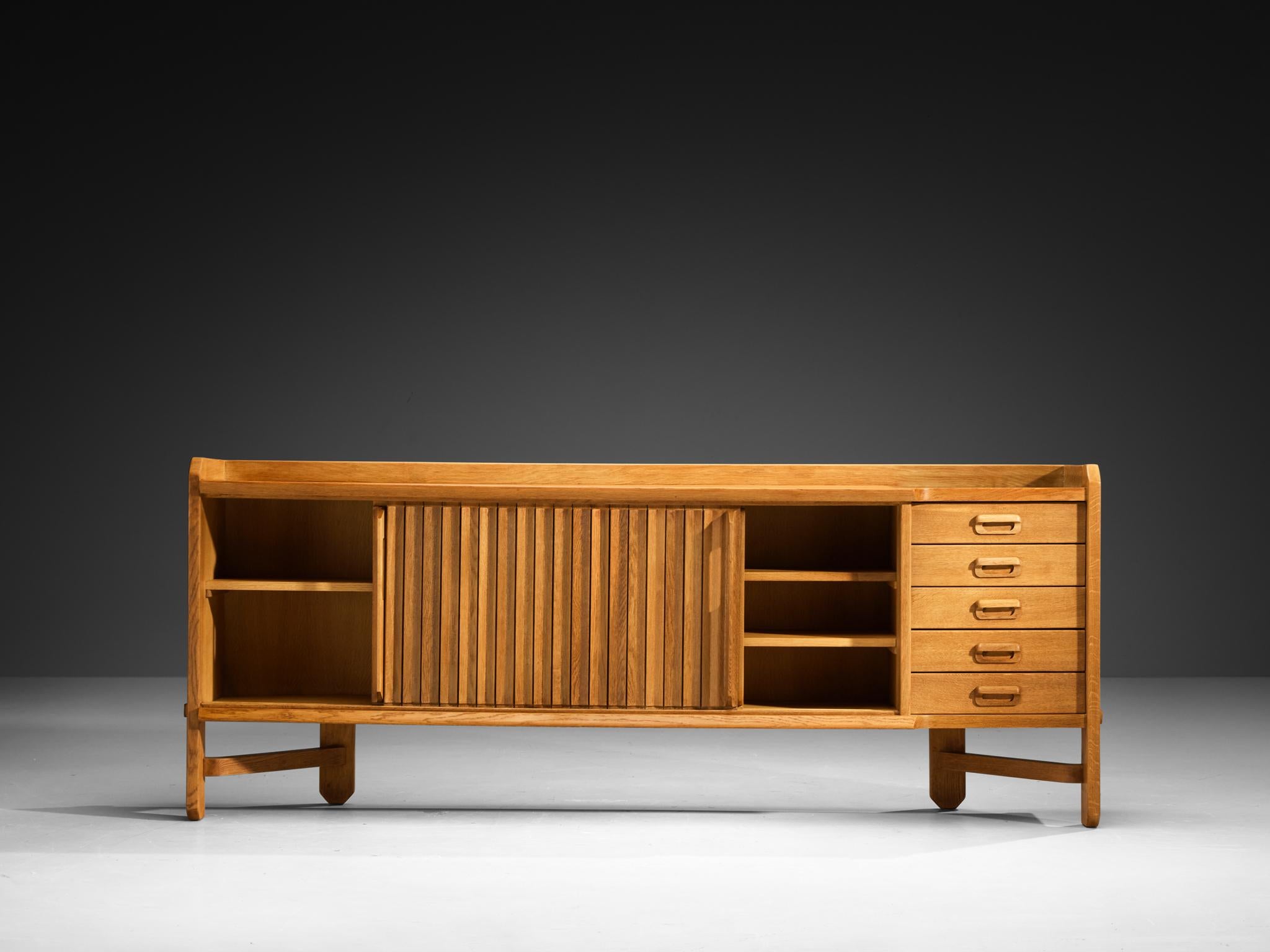 Guillerme & Chambron Sideboard in Solid Oak and Ceramic For Sale 3
