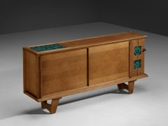 Guillerme & Chambron Sideboard in Solid Oak with Ceramic Tiles