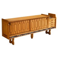 Guillerme & Chambron 'Simon' Sideboard in Solid Oak and Ceramic