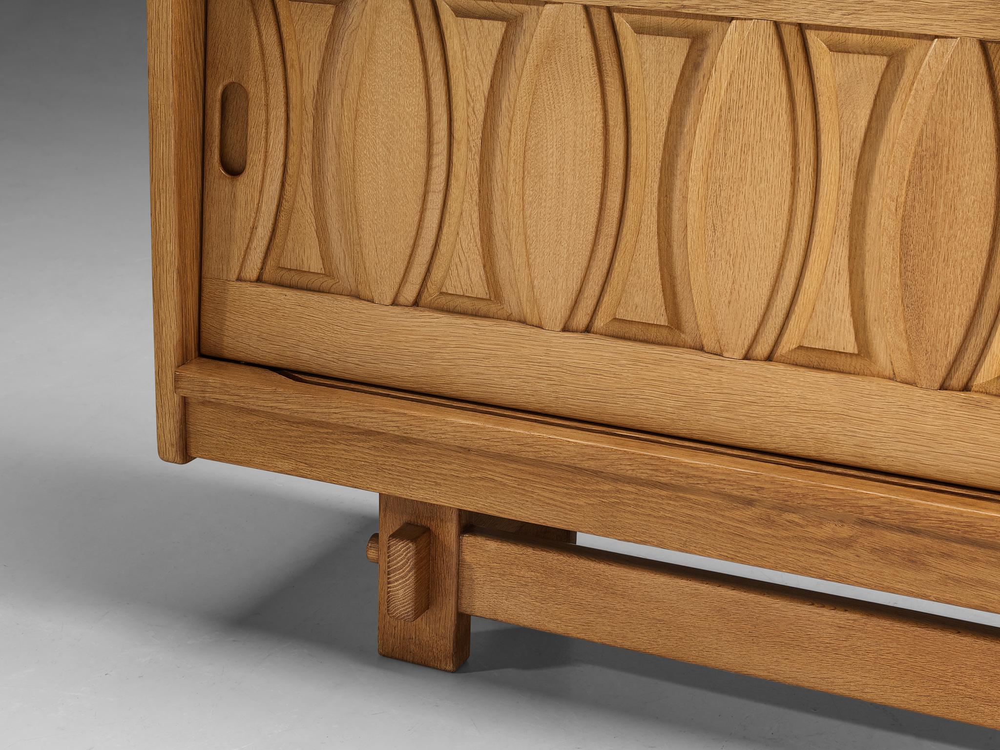 Guillerme & Chambron 'Simon' Sideboard in Solid Oak and Ceramics  For Sale 1