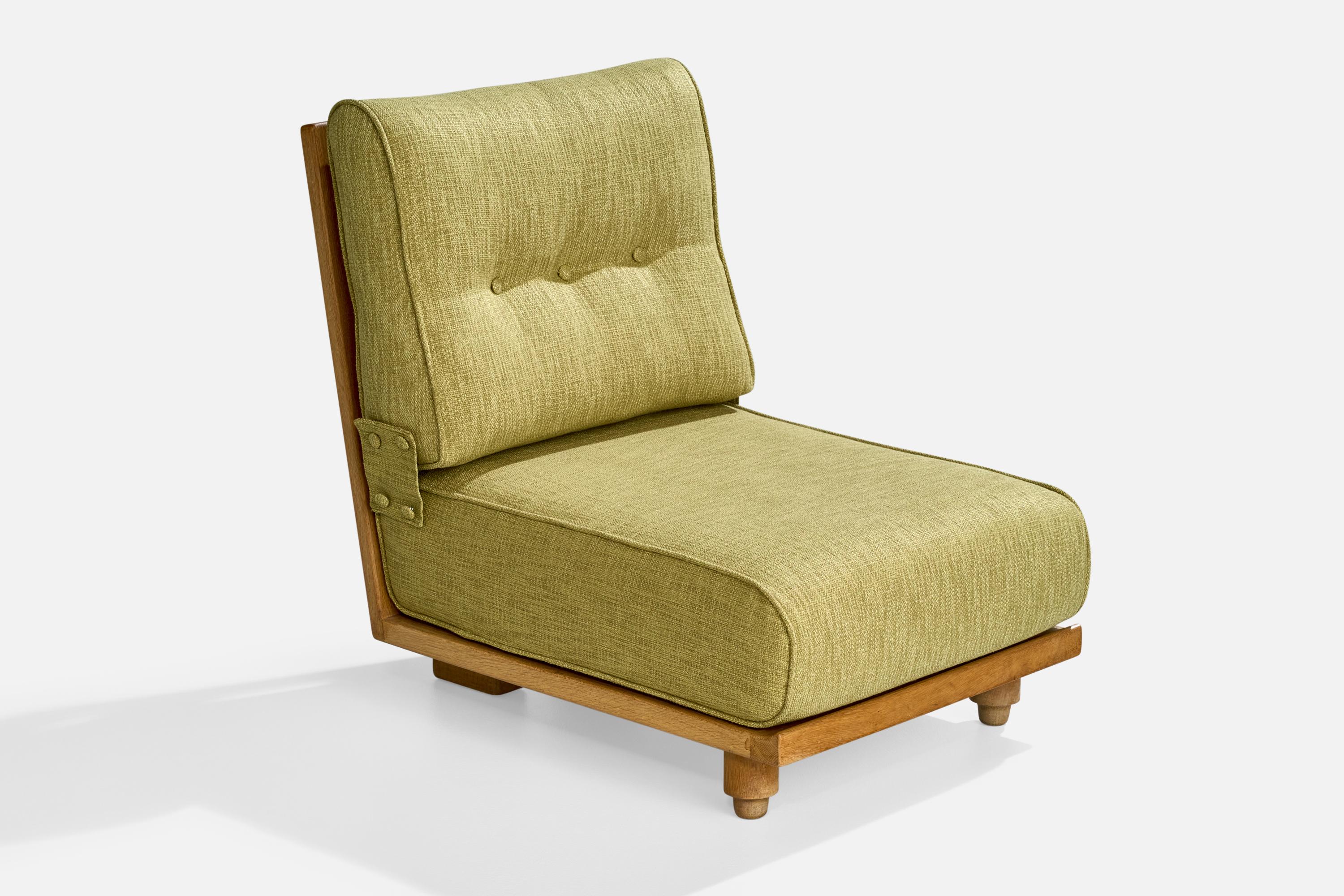 Guillerme & Chambron, Sedie Slipper, Tessuto, Oak, Francia, anni '50 In condizioni buone in vendita a High Point, NC