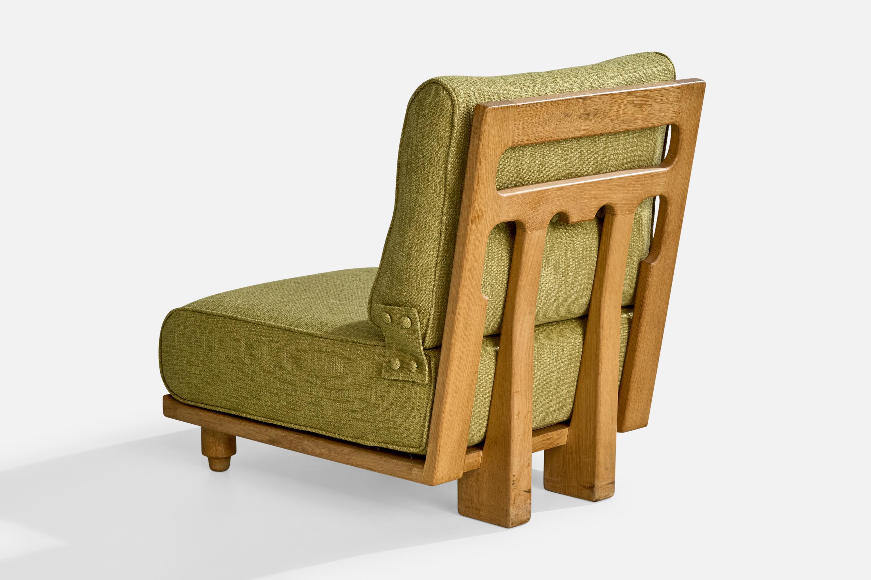 Metà XX secolo Guillerme & Chambron, Sedie Slipper, Tessuto, Oak, Francia, anni '50 in vendita