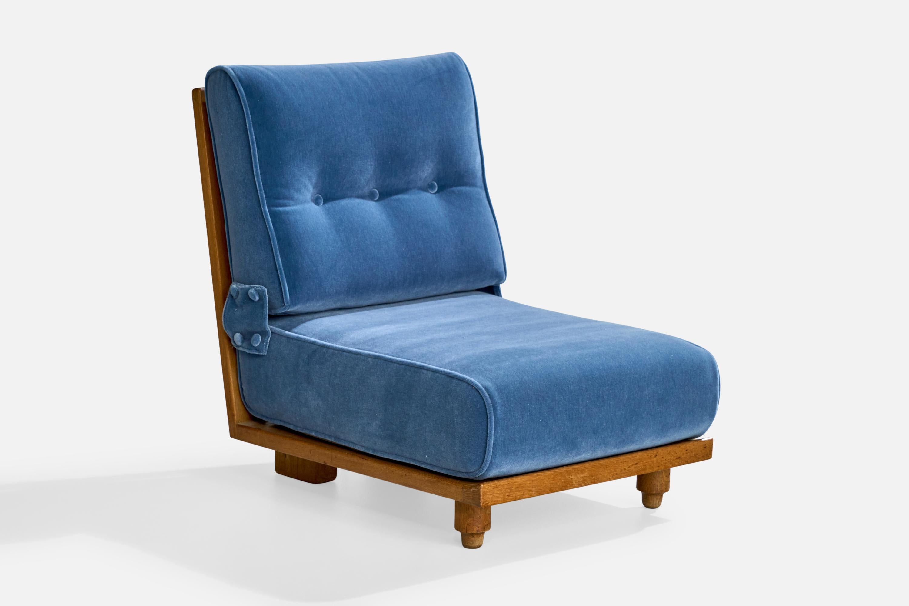 Guillerme & Chambron, Sedie a pantofola, Mohair, Oak, Francia, anni '50 In condizioni buone a High Point, NC