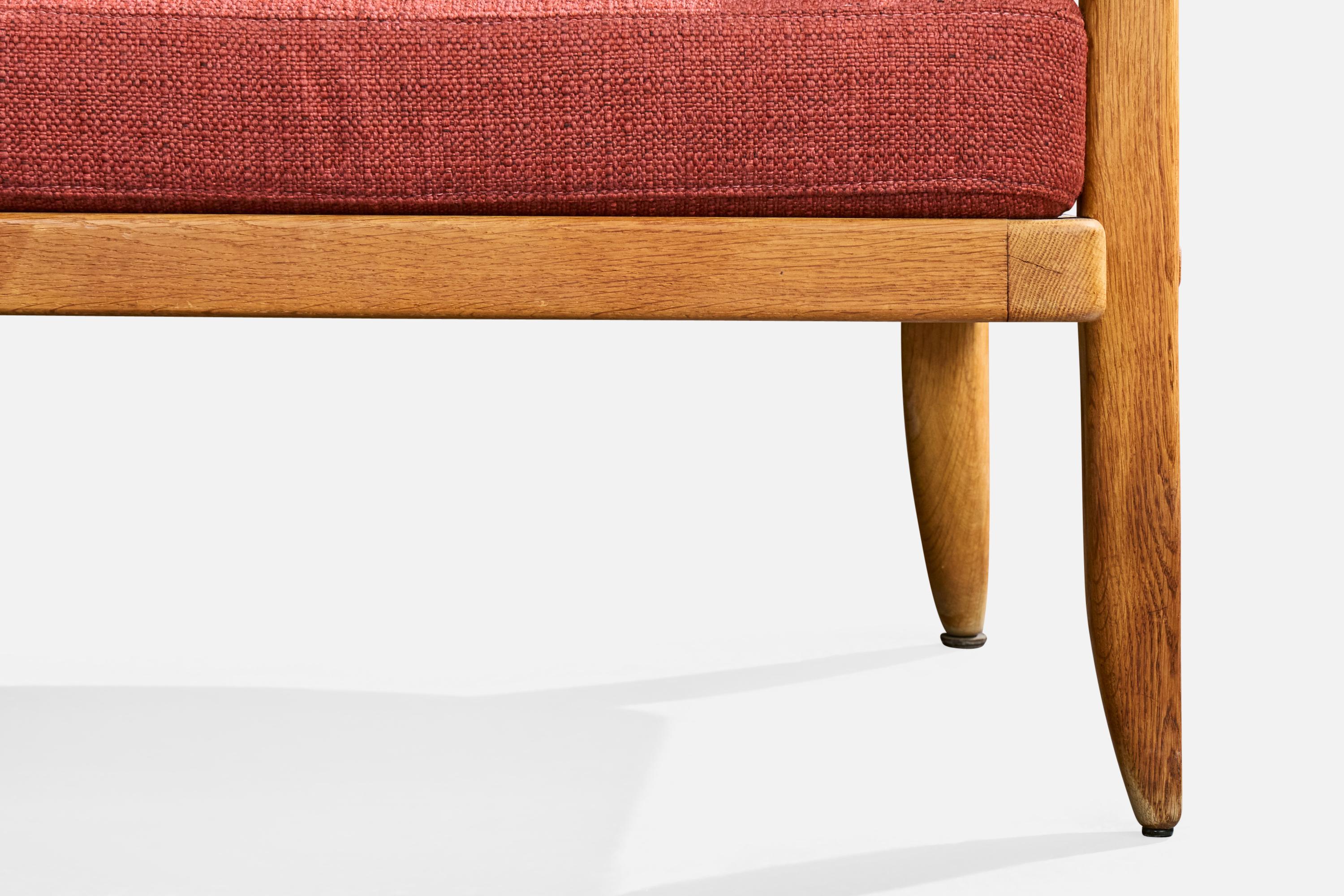 Guillerme & Chambron, Sofa, Stoff, Eiche, Frankreich, 1950er Jahre im Angebot 5