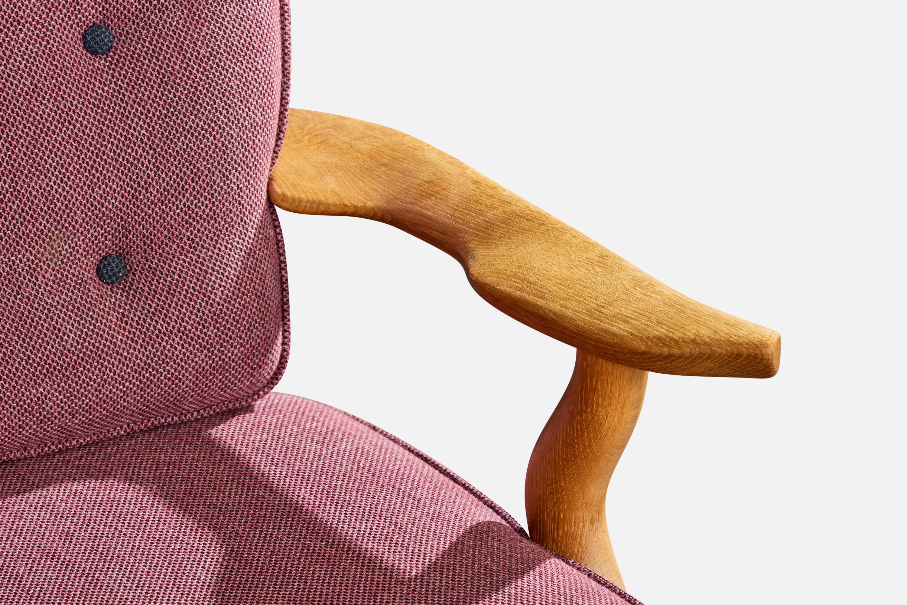 Guillerme & Chambron, Sofa, Fabric, Oak, France, 1950s im Angebot 4