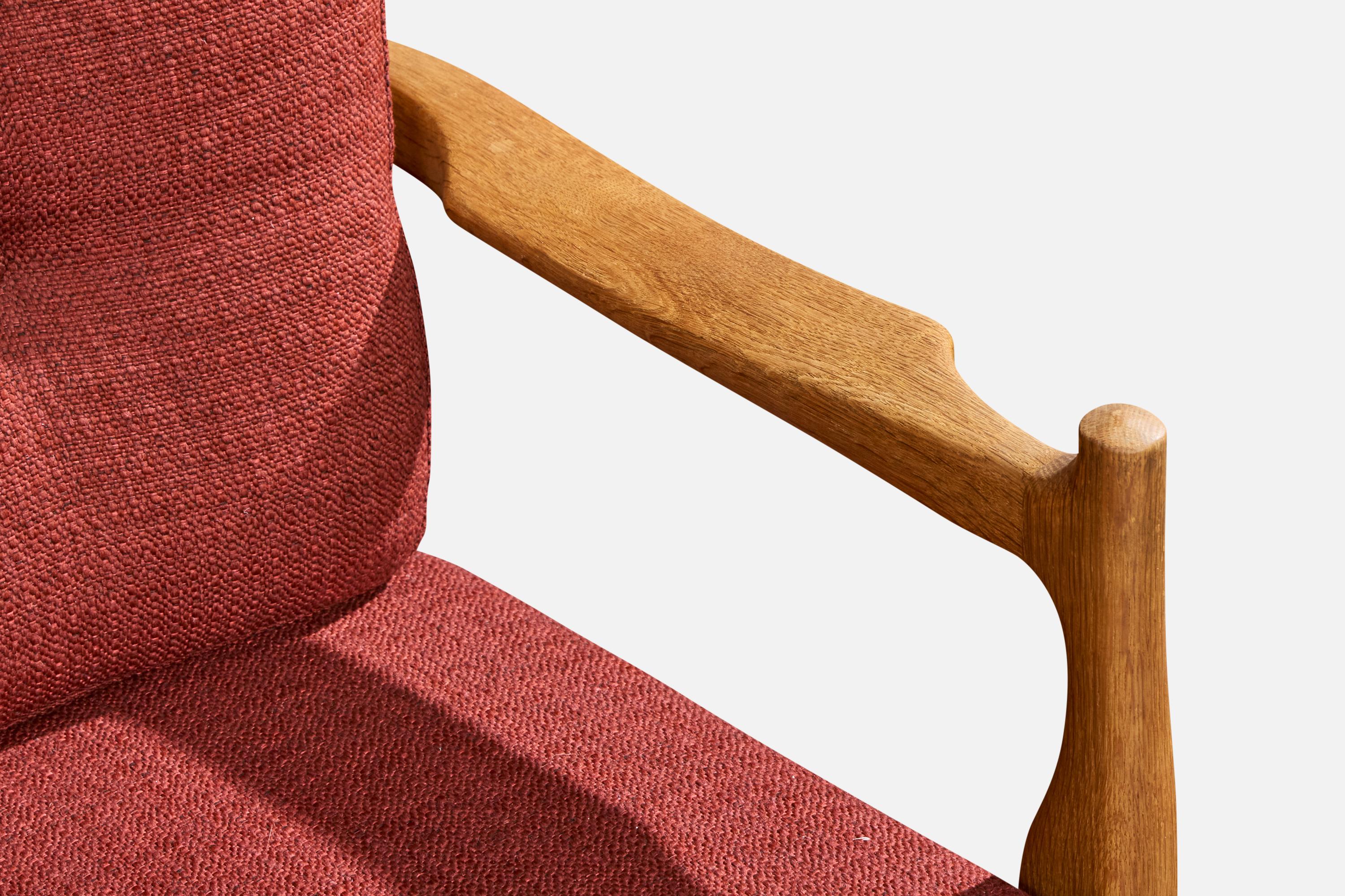 Guillerme & Chambron, Sofa, Stoff, Eiche, Frankreich, 1950er Jahre im Angebot 6