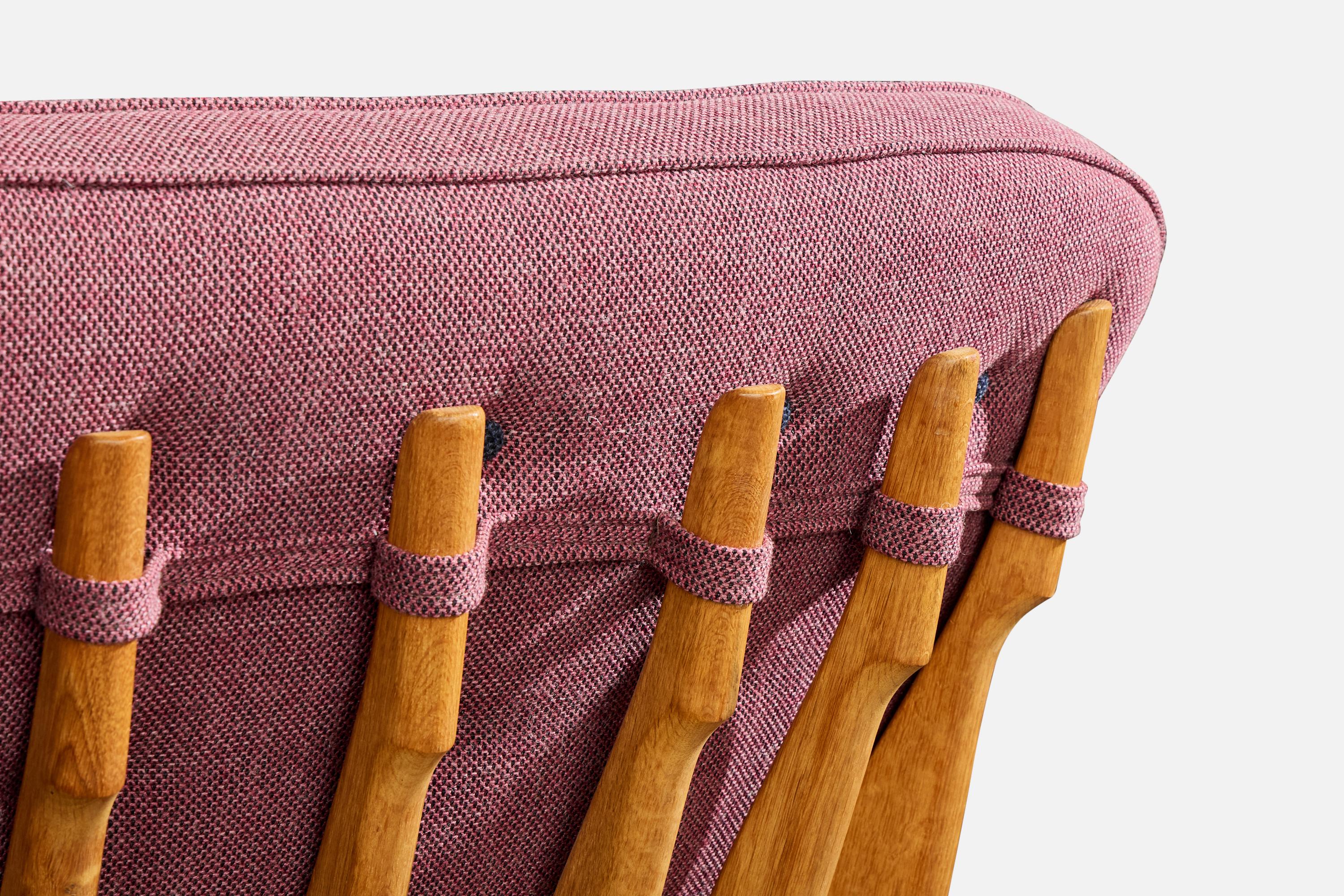 Guillerme & Chambron, Sofa, Fabric, Oak, France, 1950s im Angebot 2