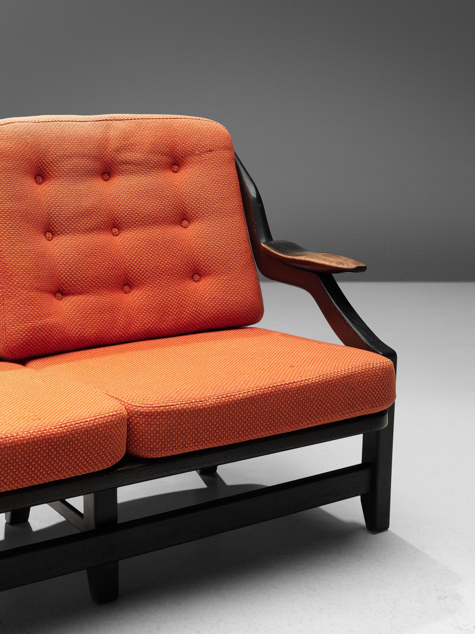 Guillerme & Chambron Sofa with Orange Upholstery 2