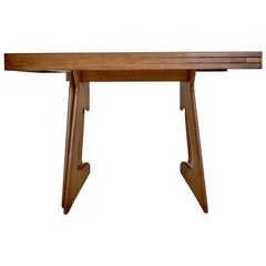 Guillerme & Chambron Solid Oak and Marquetry Extendable Dining Table, 1960