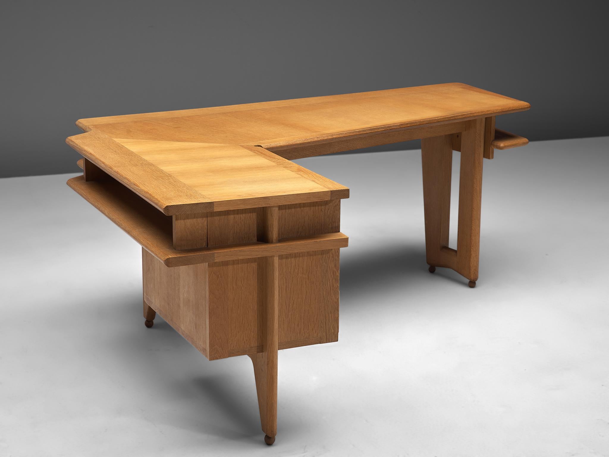 French Guillerme & Chambron Solid Oak Corner Desk