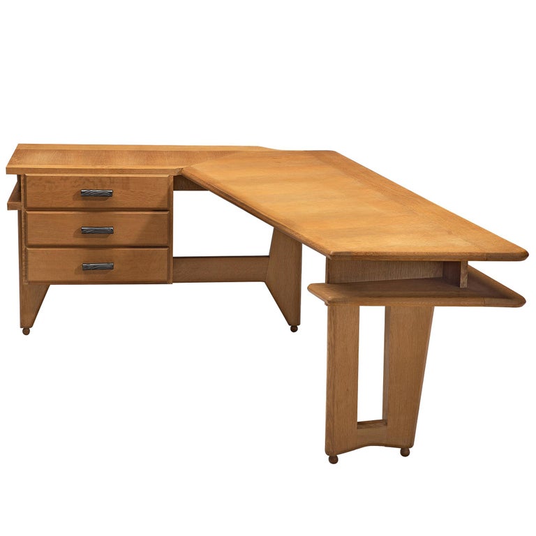 Guillerme And Chambron Solid Oak Corner Desk For Sale At 1stdibs