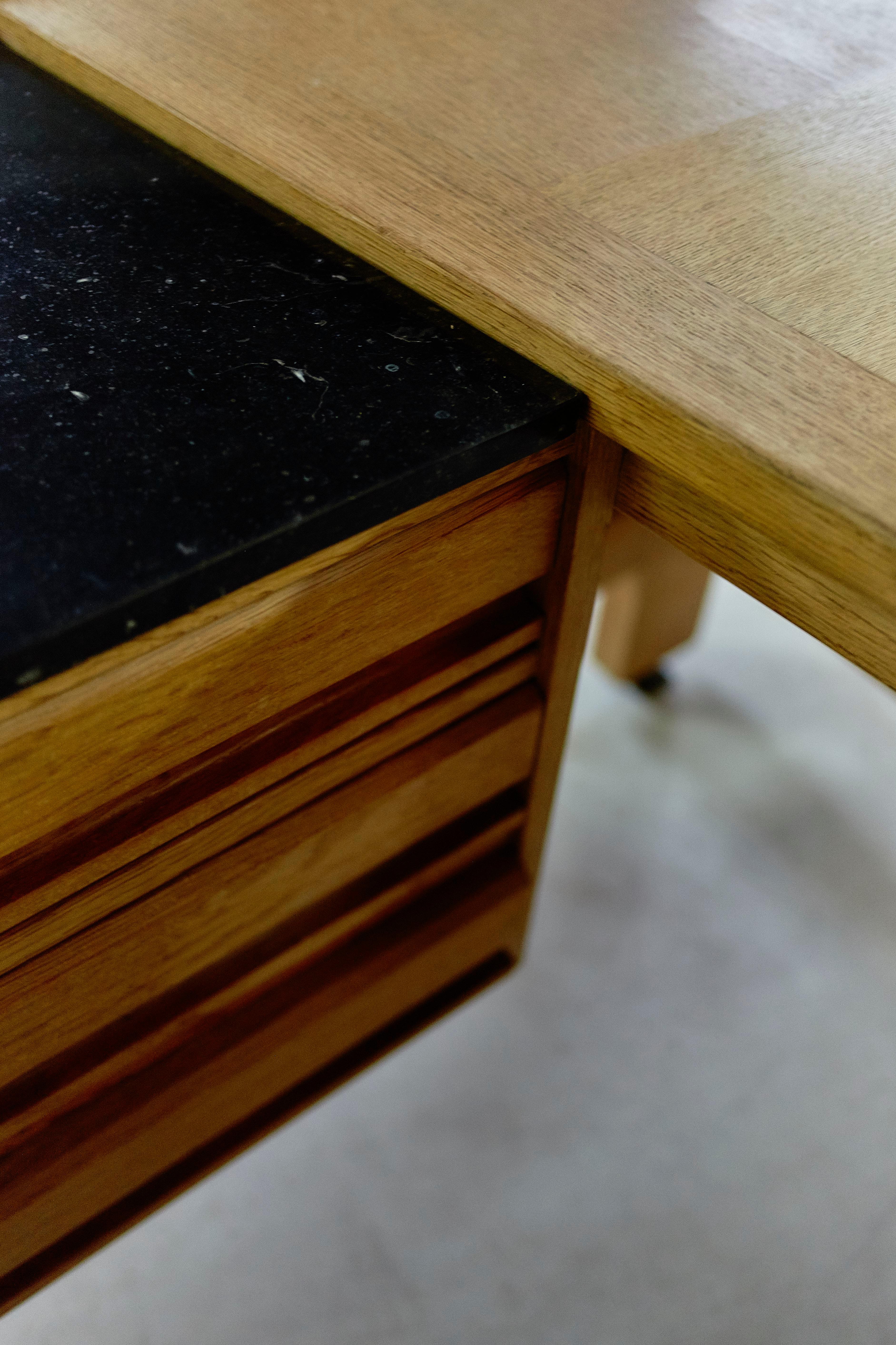 Guillerme & Chambron Solid Oak Corner Desk, Votre Maison Edition, 1950 For Sale 8