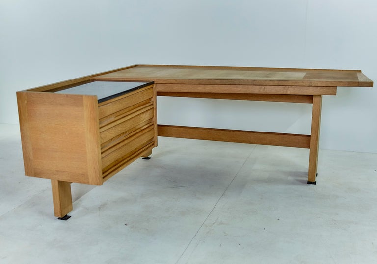 Guillerme Chambron Solid Oak Corner Desk Votre Maison Edition 1950