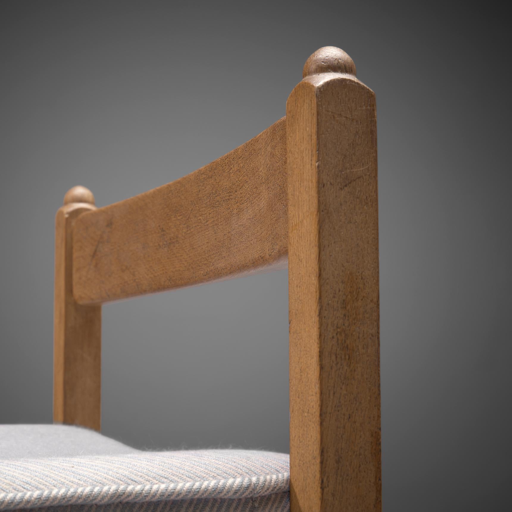 Guillerme & Chambron Stool in Solid Oak and Fabric In Good Condition In Waalwijk, NL