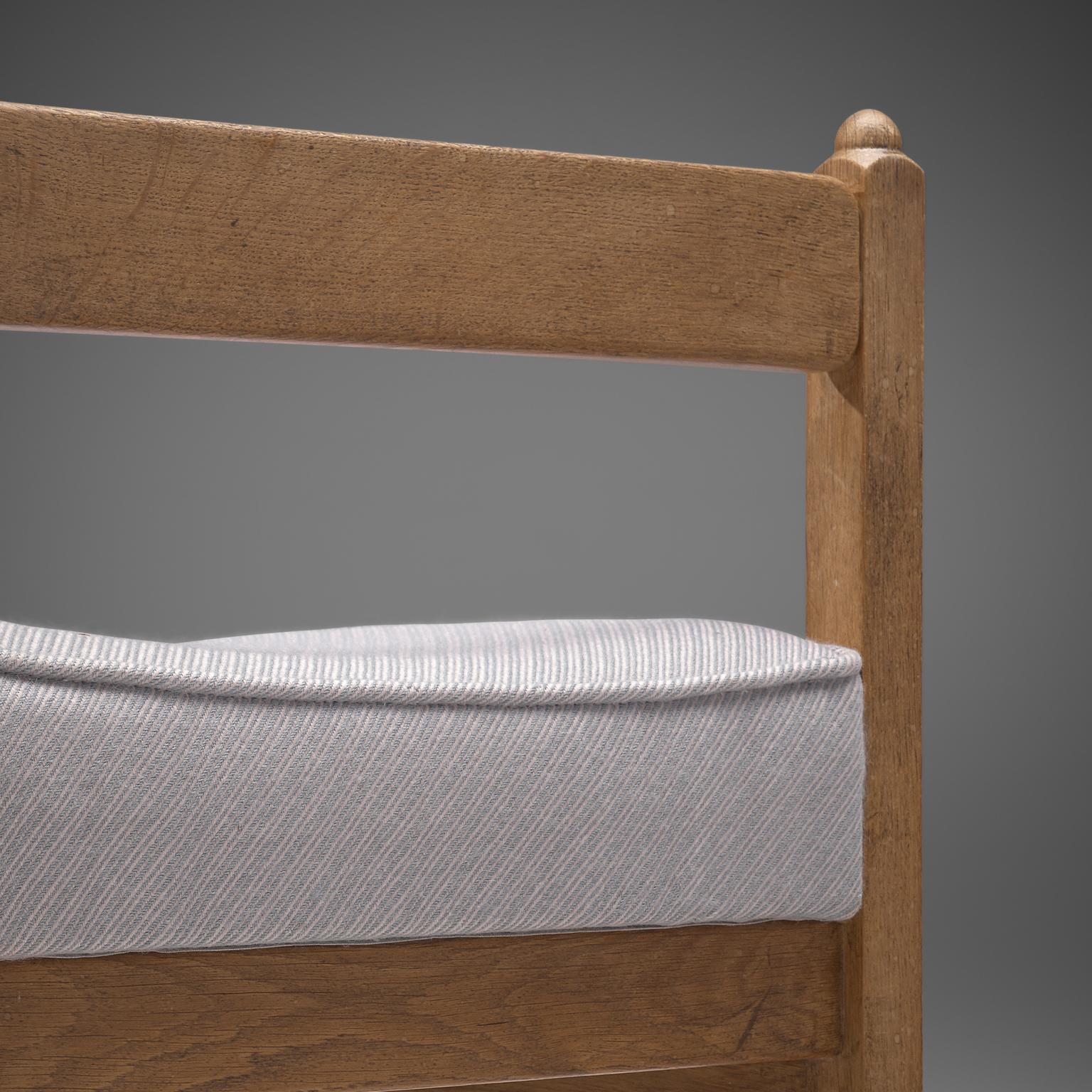 Guillerme & Chambron Stool in Solid Oak and Fabric 1
