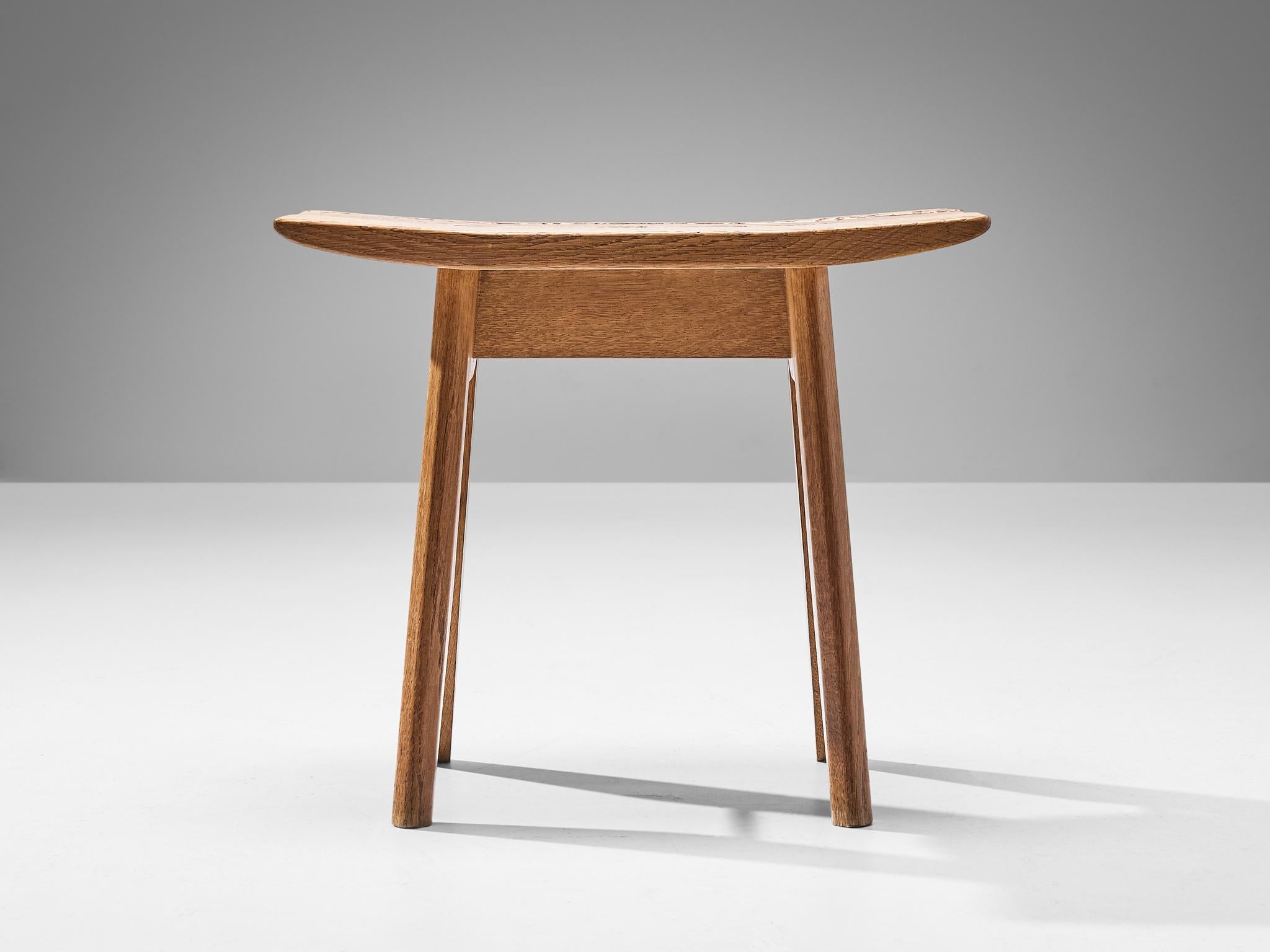 Mid-Century Modern Guillerme & Chambron Stool in Solid Oak
