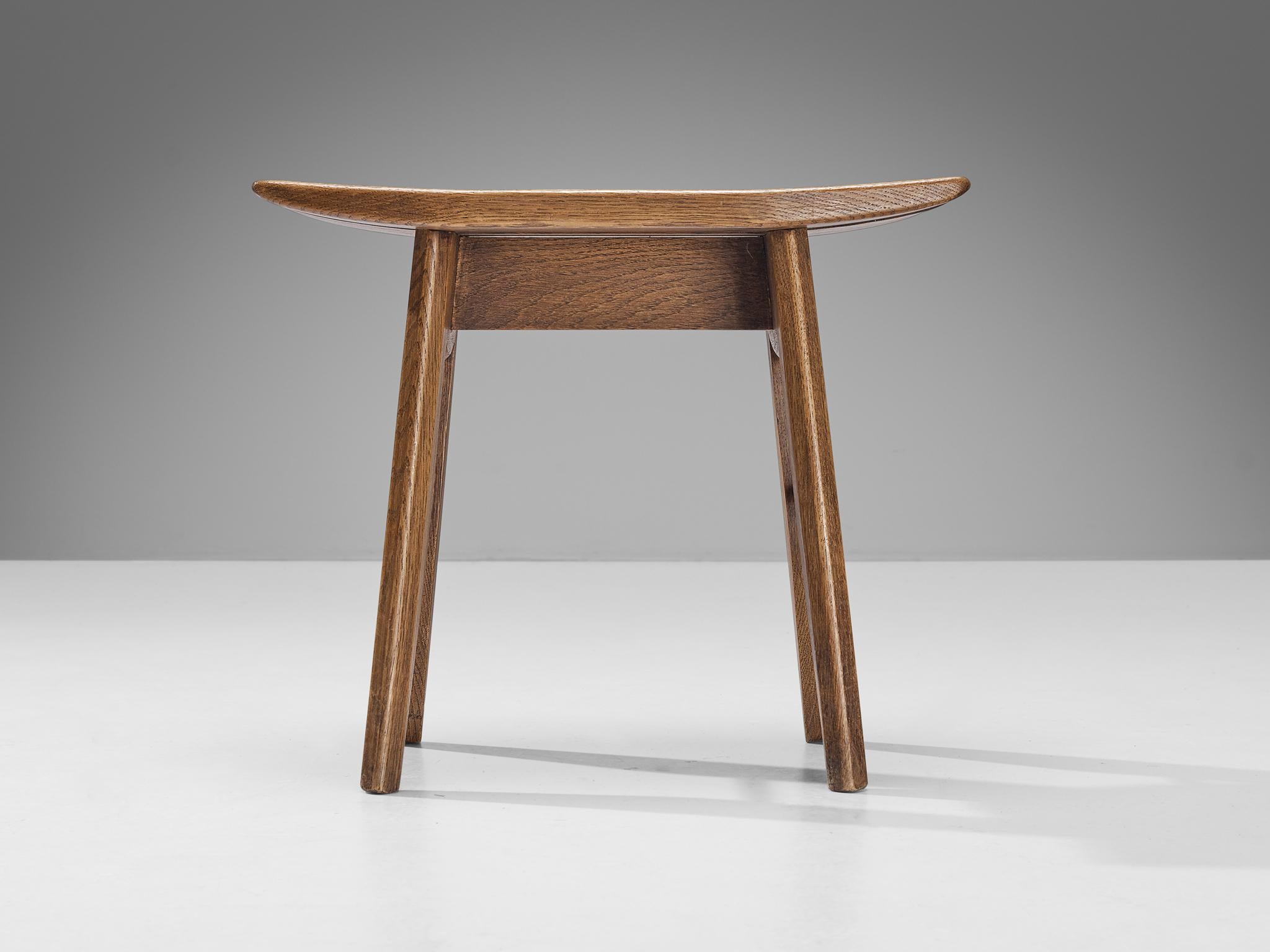 French Guillerme & Chambron Stool in Solid Oak