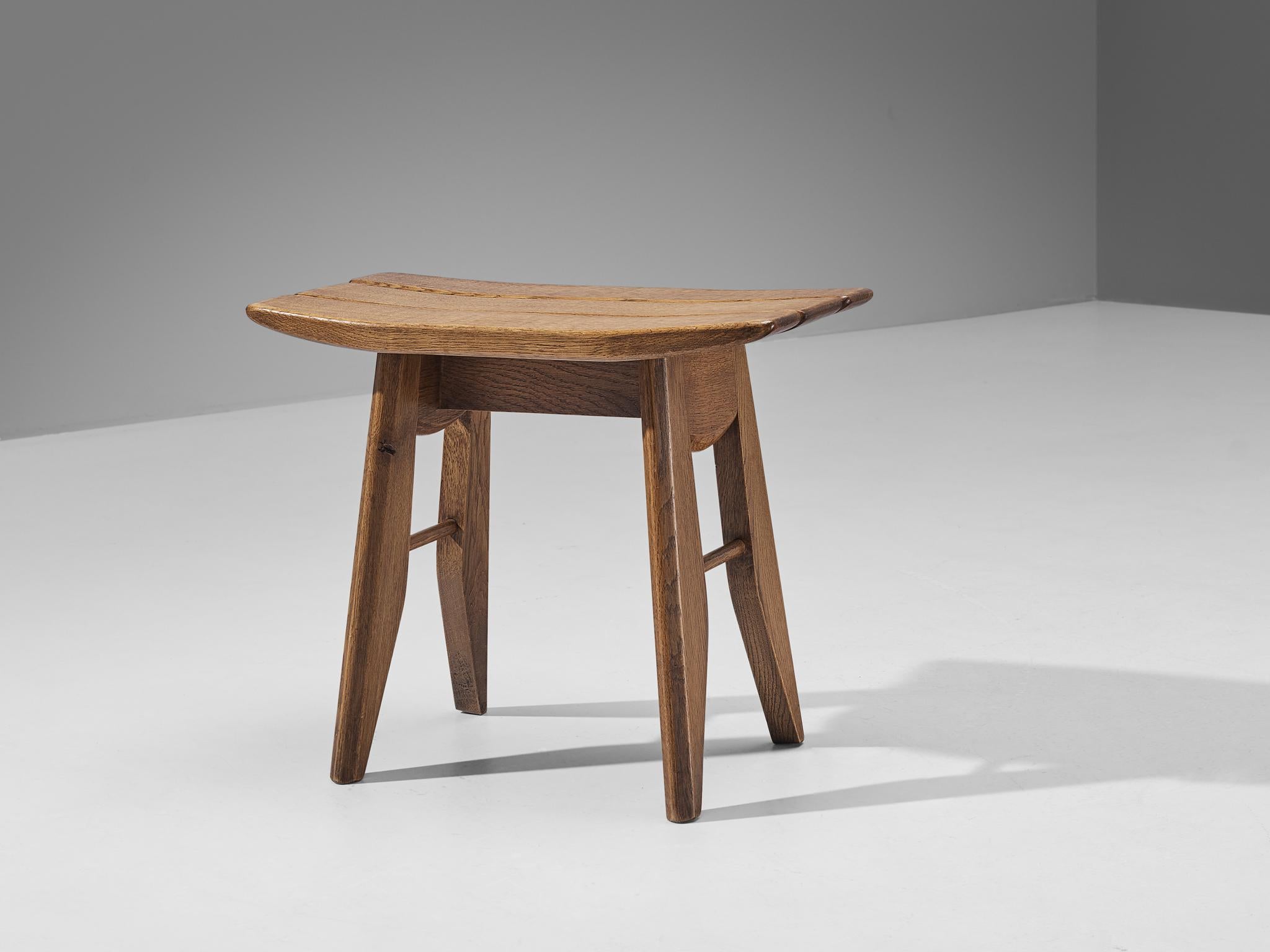 Guillerme & Chambron Stool in Solid Oak In Good Condition In Waalwijk, NL
