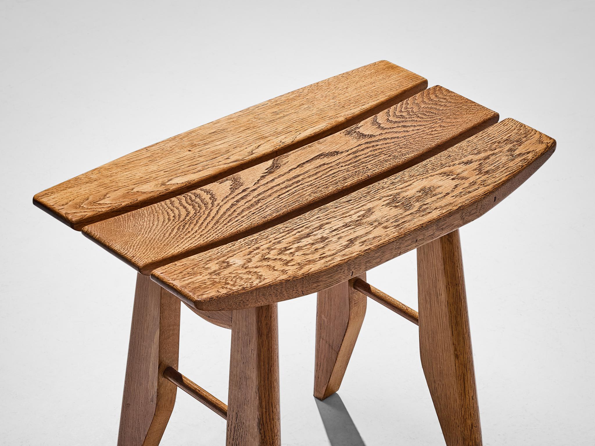 Guillerme & Chambron Stool in Solid Oak In Good Condition In Waalwijk, NL