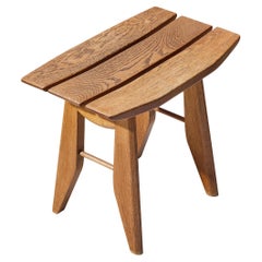 Guillerme & Chambron Stool in Solid Oak