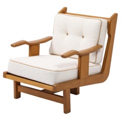 Vintage Guillerme & Chambron T Chair in Oak, France 1960's